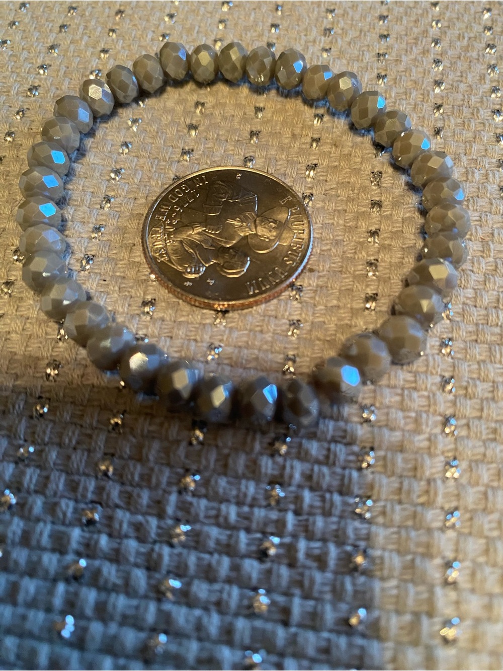 Faceted Stretch Bracelet in Taupe Gray
